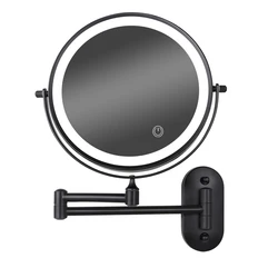 8 inch Hotel Double Sided touch switch bathroom led lighted face mirror Wall mount 3X 5X magnifying vanity Makeup mirror