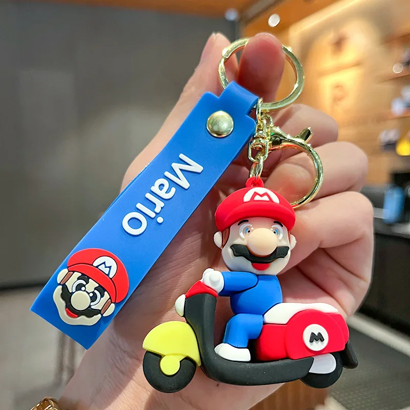 3D Lovely Cartoon Mario Toad Keychain Knapsack Pendant Car Key Accessories Kids Gifts Toys Key Chain Custom Key Rings Decoration