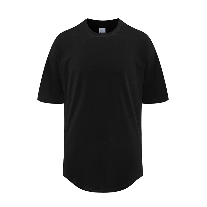 Wholesale Custom Logo Mens Curved Hem T Shirts For Men Sports Wear Tshirt Custom Printed Cotton T-shirt