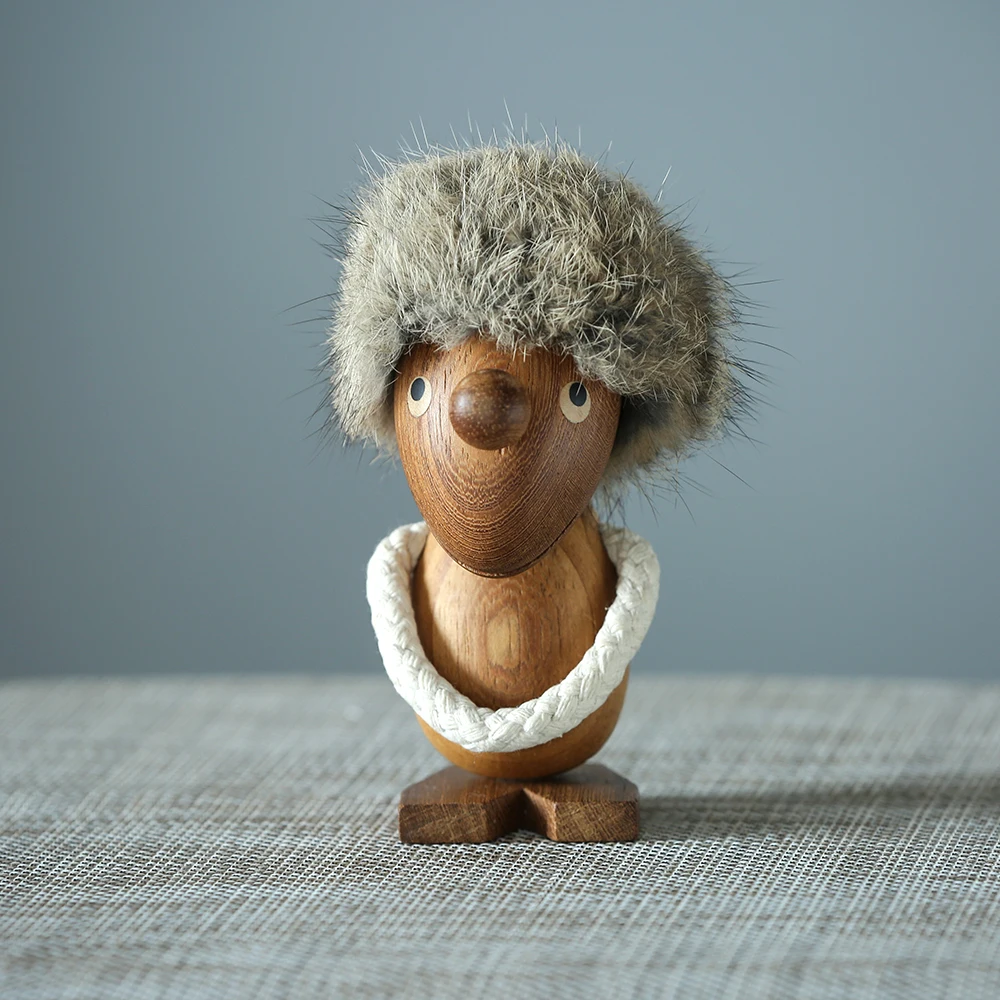 
Decoration Crafts Nordic style Danish wood play two small hairy ornaments optimists and pessimists puppet birthday gifts in room 