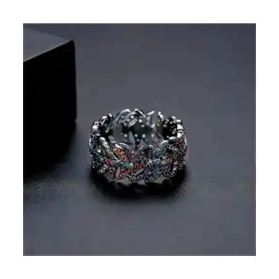 New Arrival Natural Multi Gemstone  3A Zircon Micro Pave Women Fashion Jewelry Unisex Platinum Plated CZ Wedding Band Ring