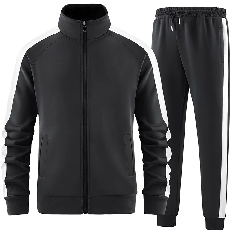 Wholesale Unisex Sleeve Full Zip Athletic Tracksuit Fashion For Men Factory 2 Pieces Custom Jogging Tracksuit Set Running Wear