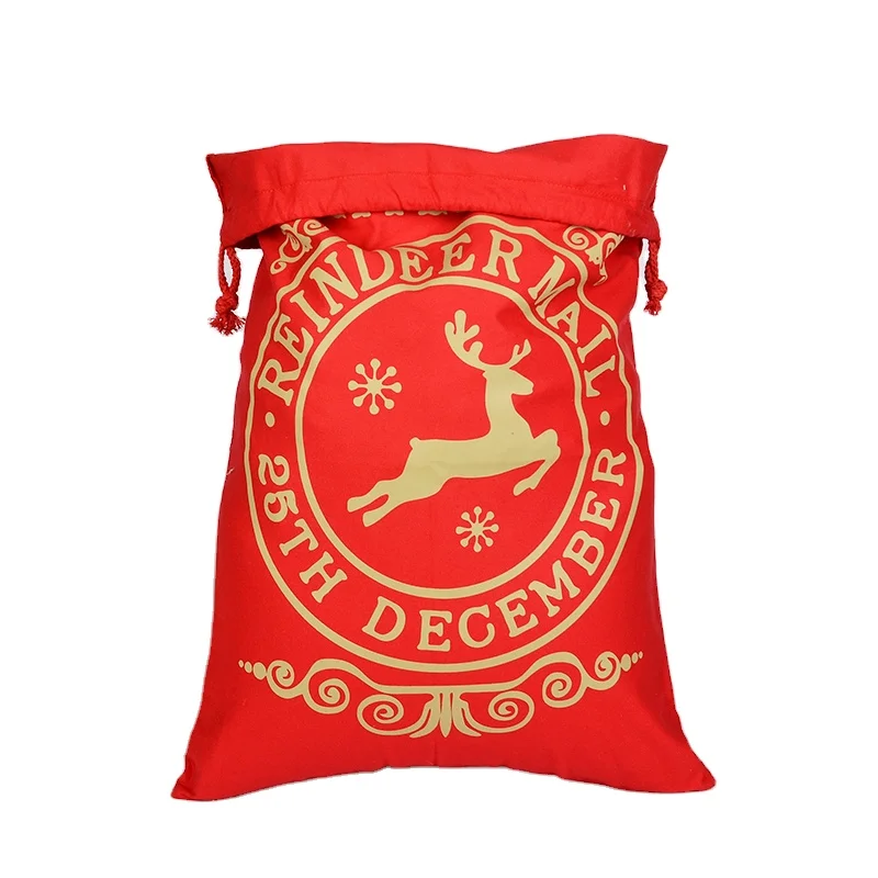 Santa bag Christmas Gifts 100% Cotton personalized santa sacks Christmas fabric bags