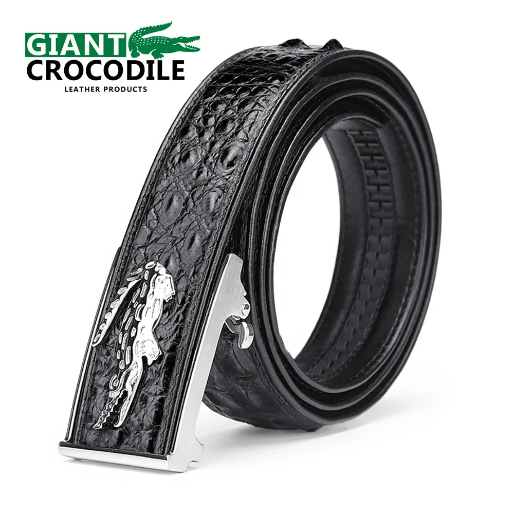 Wholesale Siam crocodile leather belt business leisure young and middle-aged leather belt steel buckle automatic buckle belt