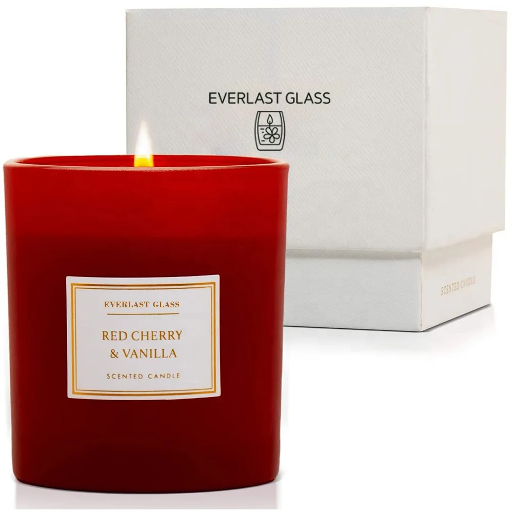 Custom Luxury Candle personalized private label Red Matte Glass Jar Soy Wax Scented Candles