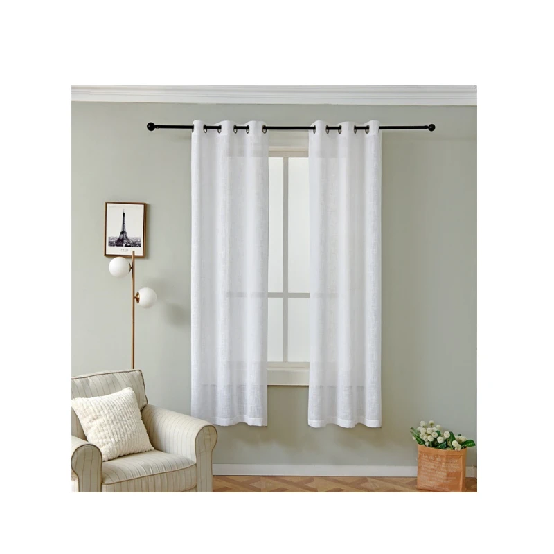 High quality 100% polyester Linen Sheer fabrics Blackout Curtains for Bedroom