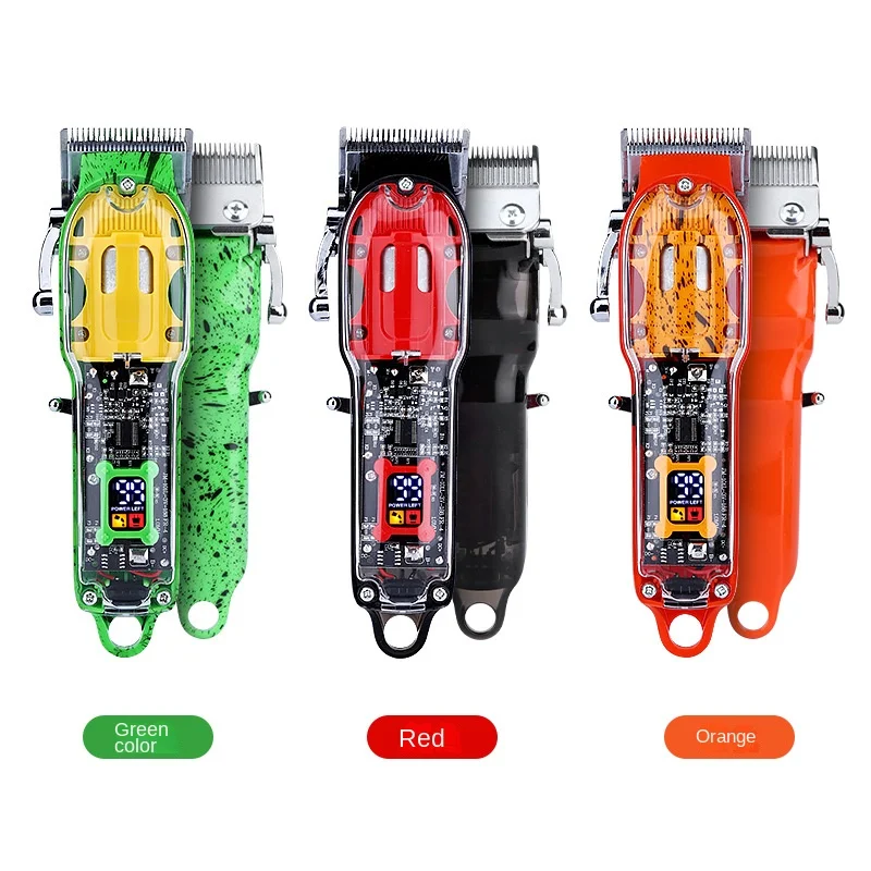 Профессиональный Прозрачный Многоцветный зарядный триммер для взрослых ЖК-дисплей Беспроводная Машинка стрижки волос