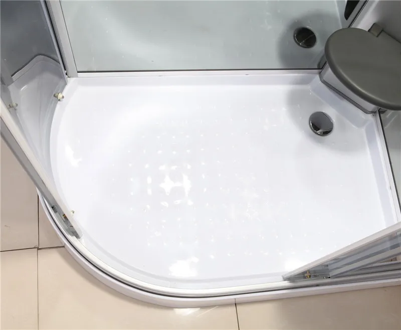 Quadrant Shape Glass Shower Stalls France Style Baignoire With LED Light and Folding Seat JS-532L