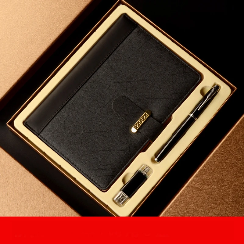 2022 New A5 Hardcover Magnet Closed Buckle Notebook Pu Leather Notebook And Pen Stationery Set