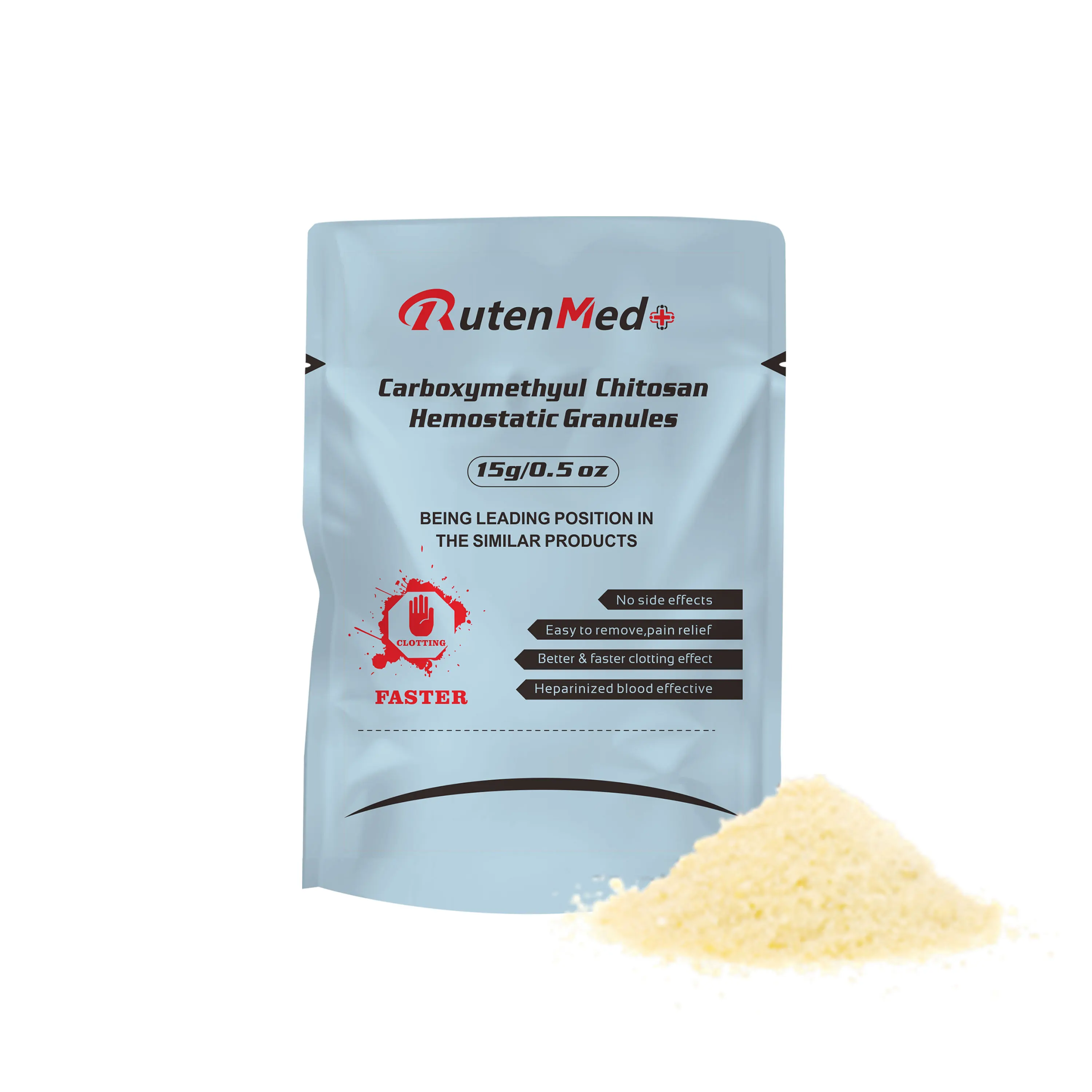 OEM fastest hemostatic speed carboxymethyl chitosan hemostatic powder granules haemostatic medical powder with applicator
