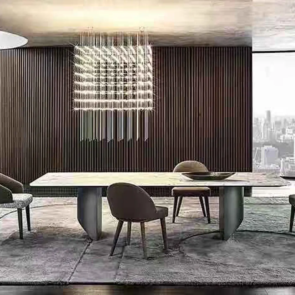 
Dining Table 4 6 8 10 12 Seater Large Long Space Saving White Marble Marble Top Stainless Steel Frame Dining Table 