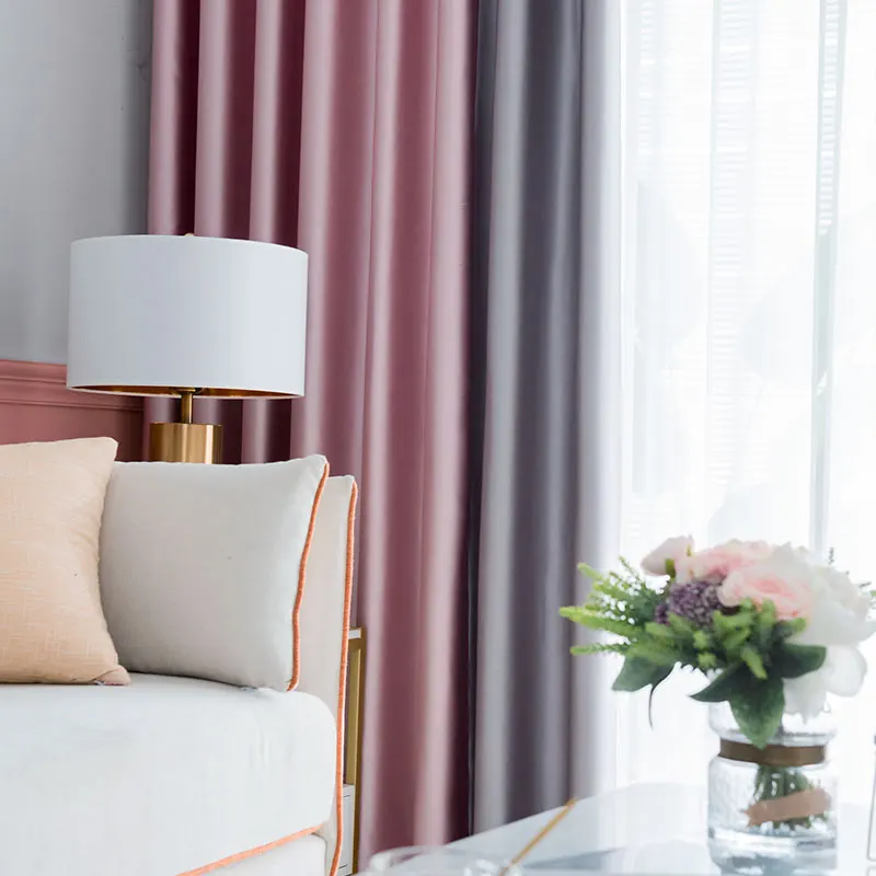 Classic Royal Quality Blackout Curtains Window Grommet Top Boho Room Darkening Light Pink Gray Patchwork Curtain For Kitchen