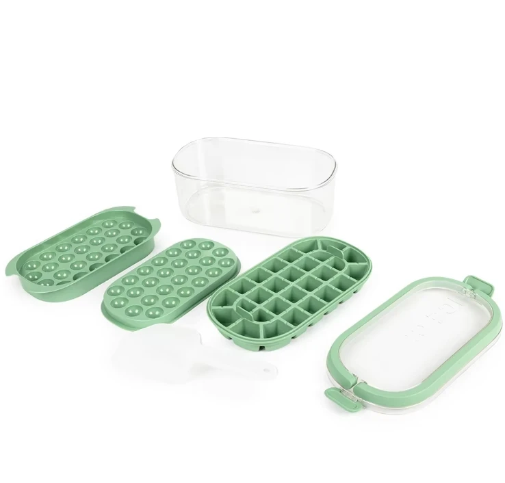 Летние силиконовые шарики для льда лотки формы штабелируемые прозрачные красочные полипропиленовые замораживания коробка с крышками