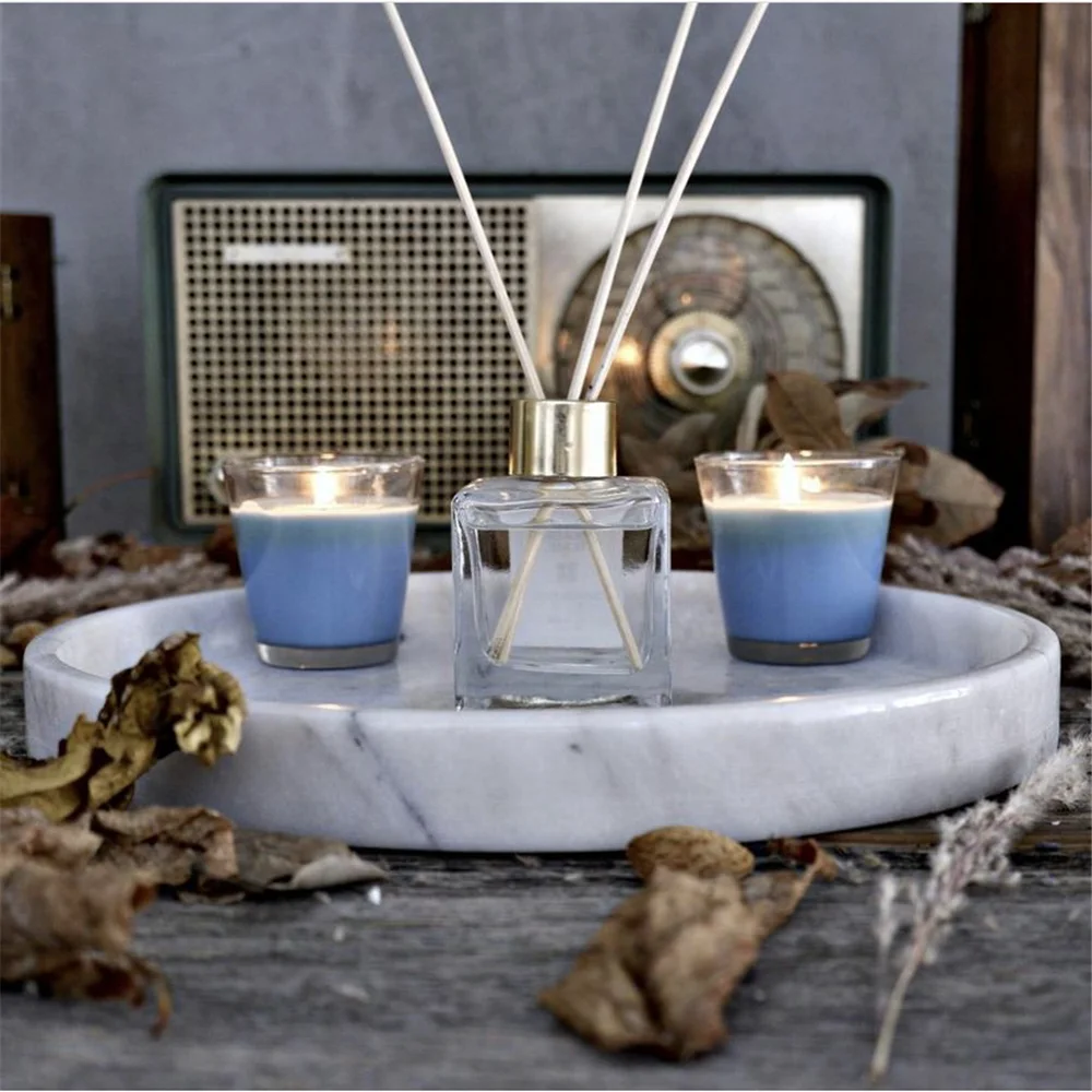 Hot sales Carrara white marble serving tray dia 30x3cm round tray