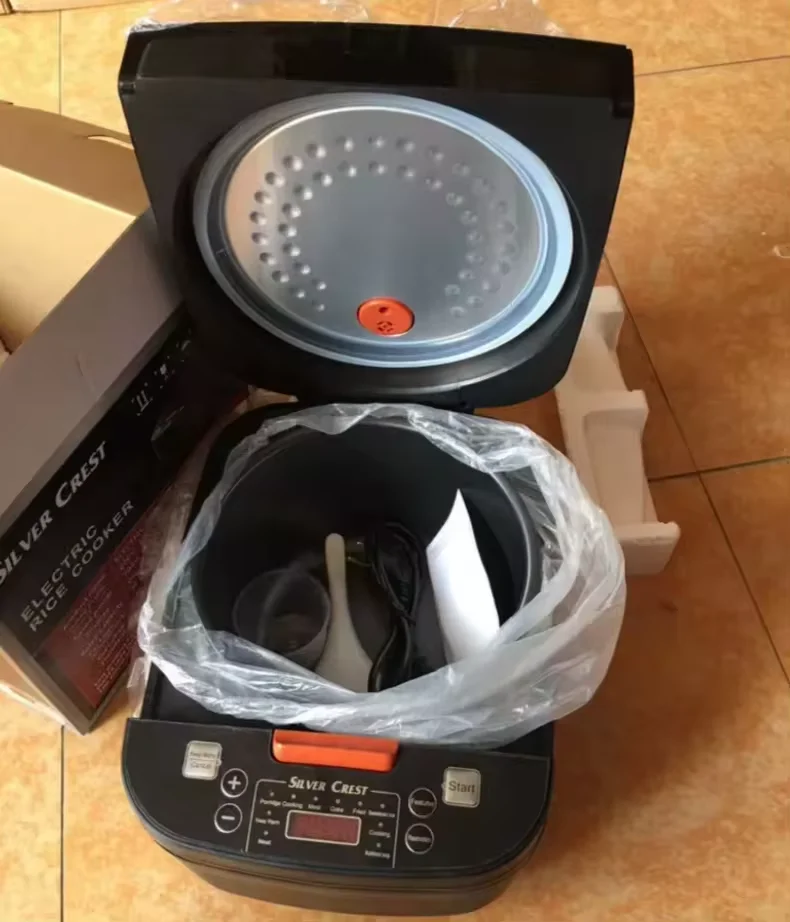 900w Household Super-capacity Rice Cooker Square Baket Silver Plastic Guangdong CREST Multi-function Electric 5L 5 L 220 Oem