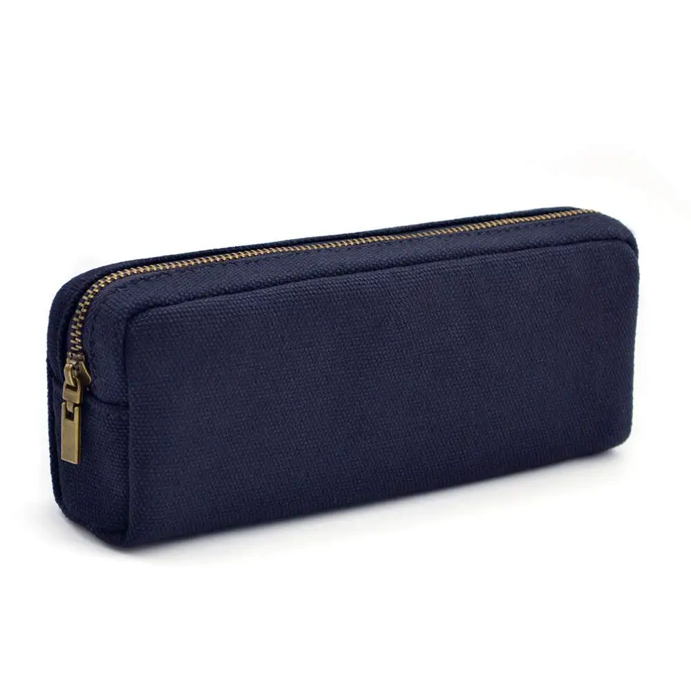 Heavy Canvas Stationery Stylish Simple Pencil Bag and Durable Compact Zipper Pencil Case Pouch