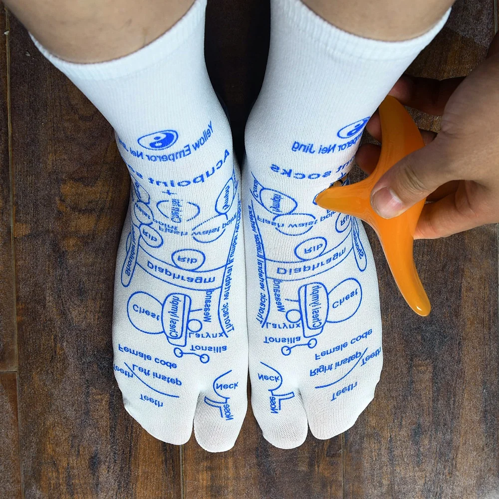 Wholesale Acupoint Acupressure Reflexology Socks Tabi Acupuncture Foot Massage Socks With Massage Tool