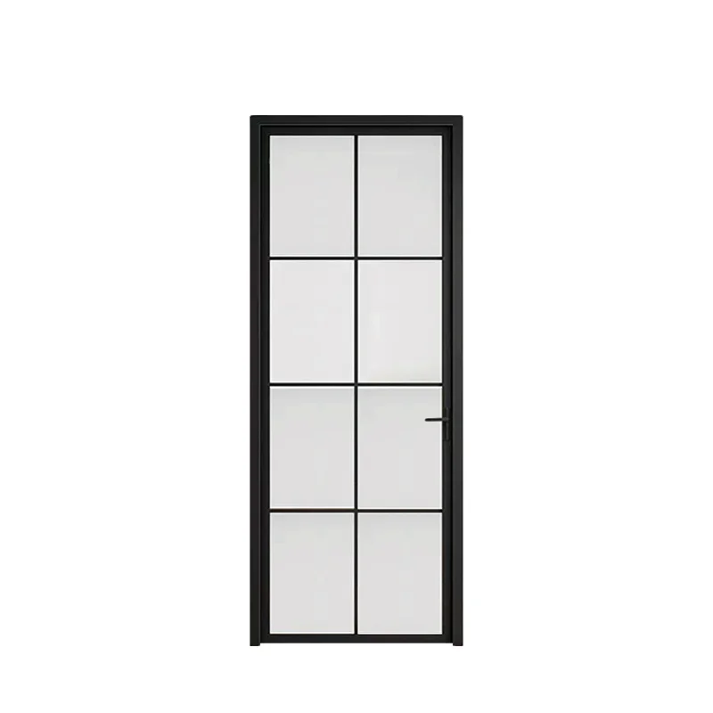 Toilet Door Interior Decoration Quality Assurance Bathroom Flat Aluminum French Patio Swing Door Aluminum Profile Doors Glass