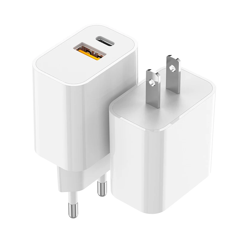 20W USB C Power Adapter for iPhone 14 13 12 Fast Charger 2-Port Wall Charger Power Delivery PD 3.0 with USB C and QC 3.0 USB A