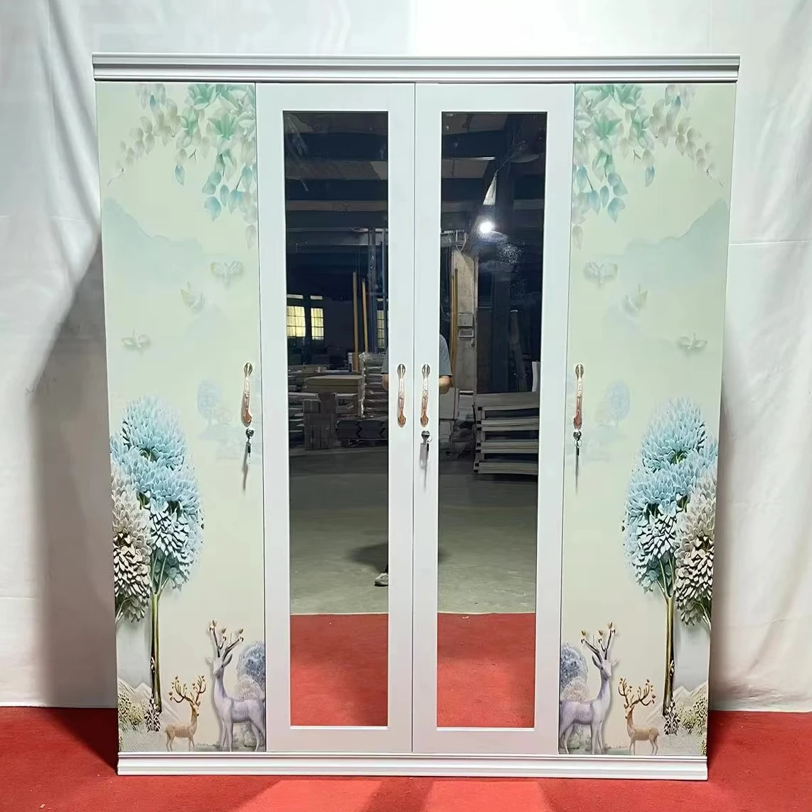 Cheap Price Bedroom Wardrobes Steel Storage Clothes Cabinet Closets Cupboard Almirah Metal Wardrobe Organizer Pakaian Furniture