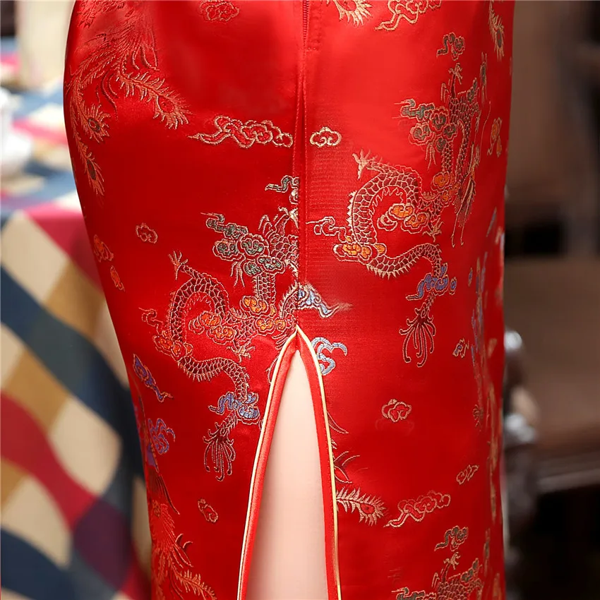 Plus Size S-6XL Traditional Chinese Dresses Cheongsam Long Qipao Dress Sexy Split Tang Costume Lady Banquet Qipao