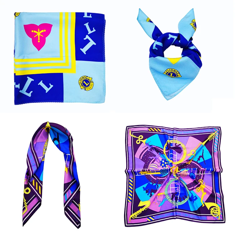 
Digital Print 100% silk Red Floral Square Scarf 