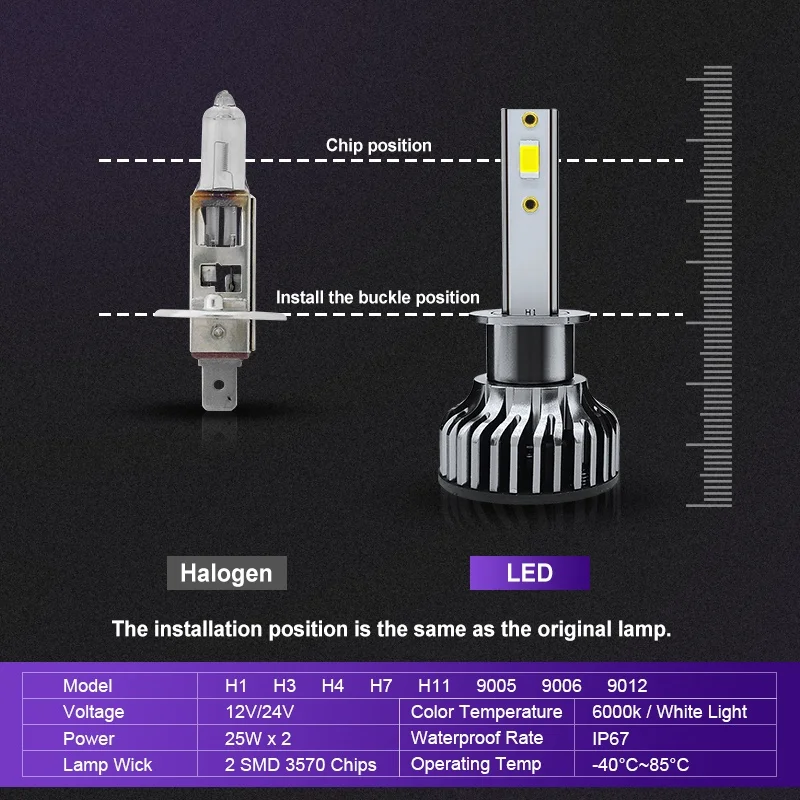 2022 Hot Sale Car LED Headlight C6 H11 H4 H7 Headlight Bulb 50W C6 LED Car Headlight