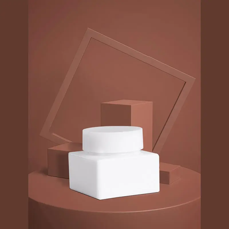 Custom painting color ceramic glass jar 15ml 30ml 50ml 100ml opal white porcelain glass cosmetic cream jar with lid