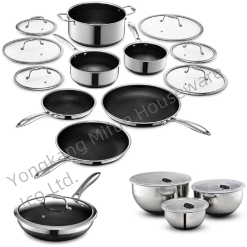 Wholesale hot selling multi functional non-stick cooker home use stainless steel cookware set