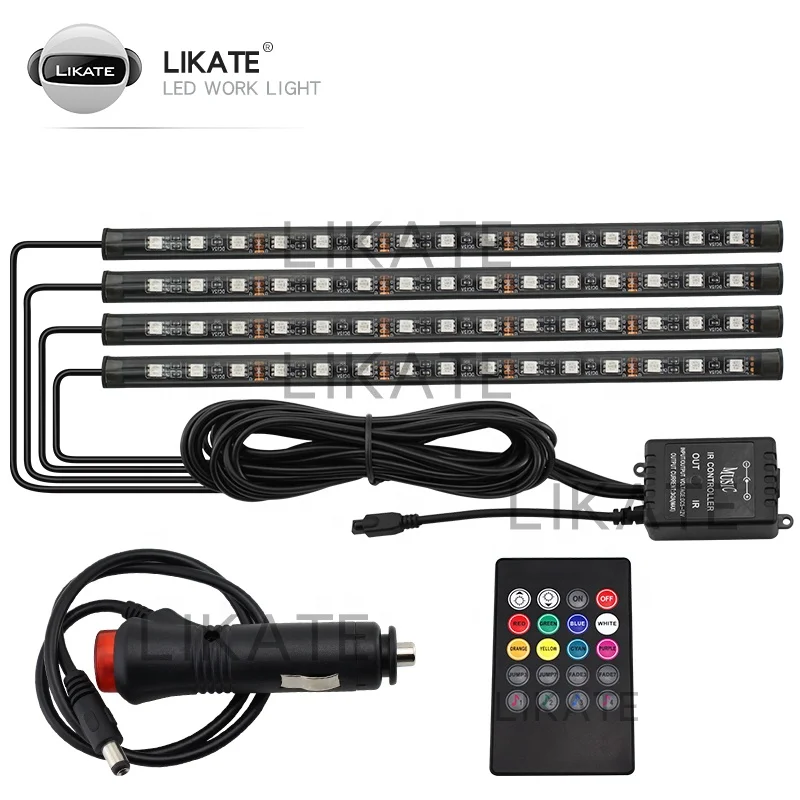 ЛКТ 60LED голосового управления Rgb) Светодиодная лента с usb-питанием Прикуриватель разъем универсальный автомобильный декоративные настольные лампы для автомобиля внедорожника SUV