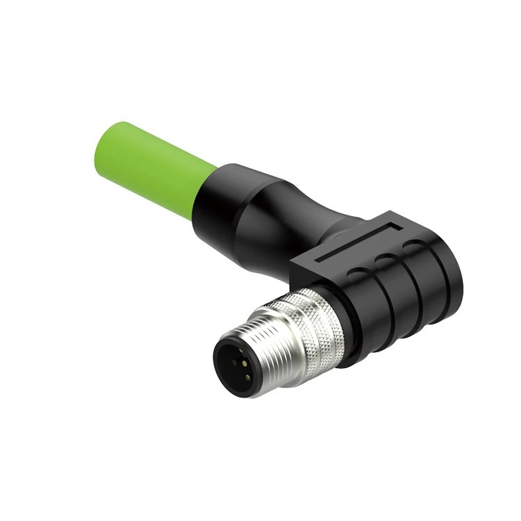 
90 degree right angle M12 8 pins X code ethernet/IP circular connector with CAT6 cable 