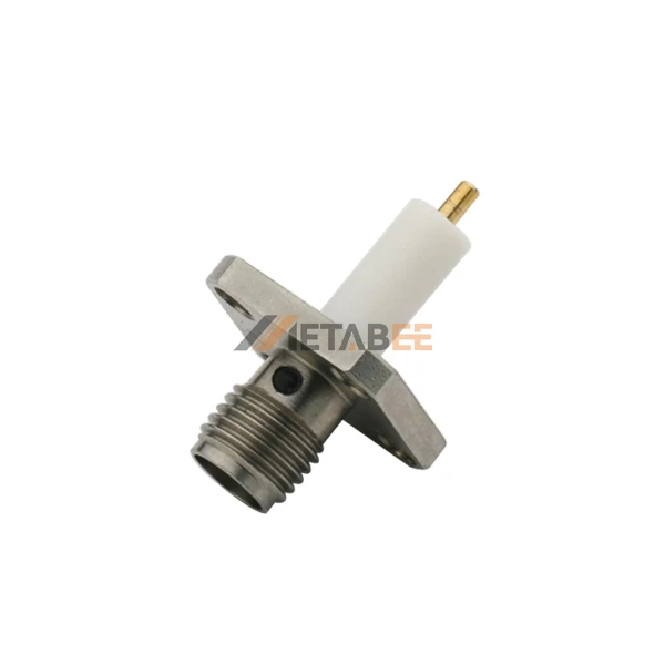SMA Straight Jack Coaxial Connector Female Pin Panel Mount Four Hole Flange Epoxy Captivated 50 Ohm