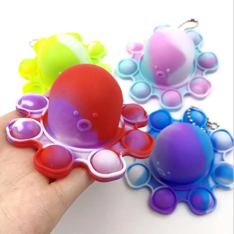 reversible flip octopus pop bubble keychain fidget toys