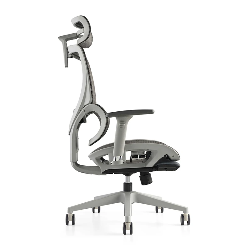 Fully Breathable Mesh Ergonomic Chair With Lumbar In Grey Color Frame For Office