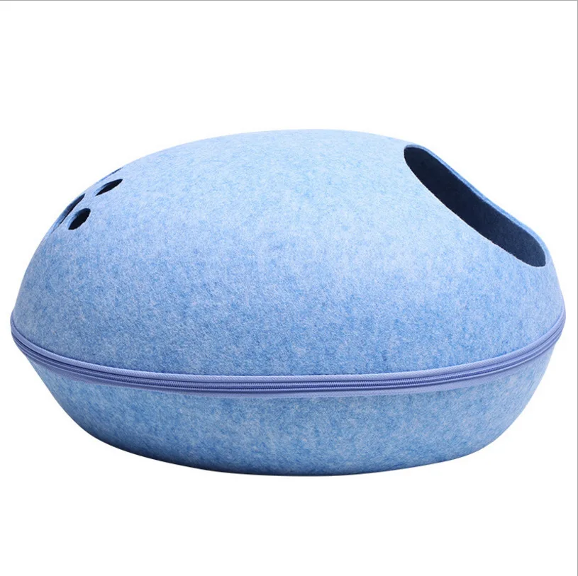 Customized Long Plush Comfortable Sofa Four Season Luxury Egg-Type Felt  Semi Closed Cave Cat Dog Pet Beds