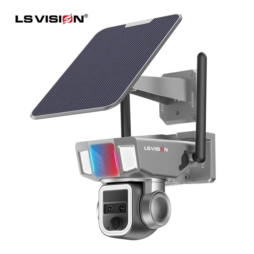 LS VISION  4MP dual lens solar home security cameras 4G wifi cctv  PTZ camera security  system wireless for home