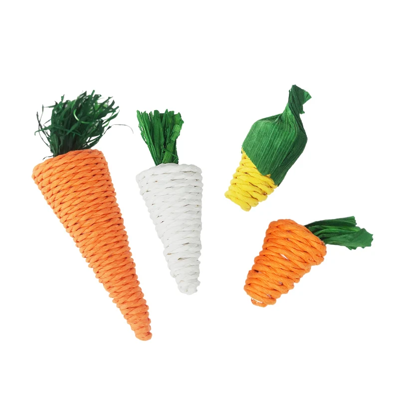 Activity Toy Rabbit Carrot Chew Toys for Teeth Rat Rodent Chew Grass Rolling Balls for Guinea Pigs Chinchilla Hamsters Bunny