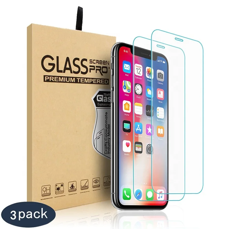 Amazon Hot 2 Packs 3 Packs 9H Tempered Glass Screen Protector For iPhone 13 12 11 Pro Max X/XS XR MAX 8 7 6 Plus