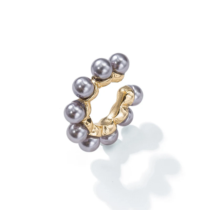 High quality gold plated statement ear cuff earrings jewelry geometric C shape pearl cuff earring for women