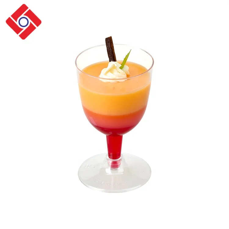 Fashion Design Disposable  Pudding Jelly Fruit Cocktail In Plastic Cup,Plastic Wine Glasses