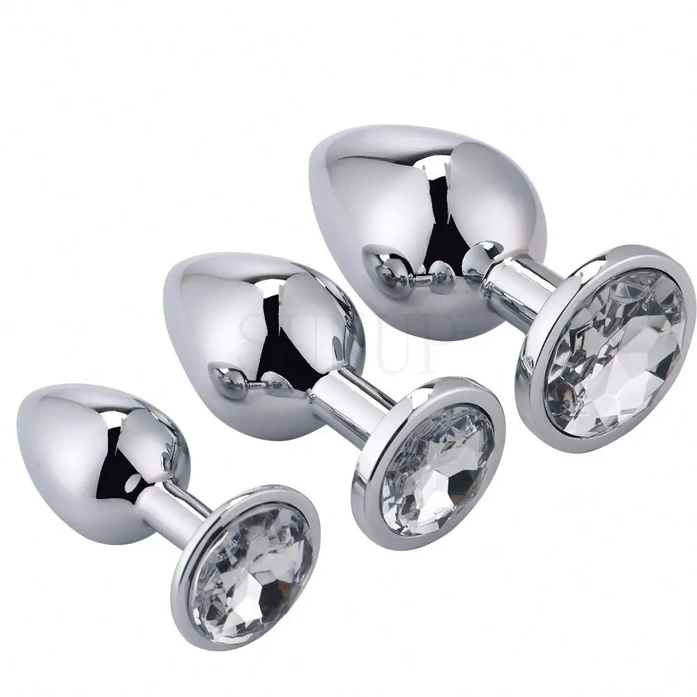Free Custom Box - Sexy Adult Toy Silver Metal Aluminum Round Circular cone Multicolor Jewel Crystal Anal Butt Plug