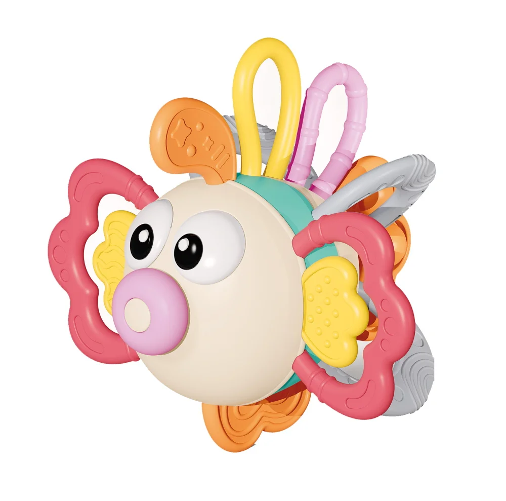 Baby Teether Silicone Animal Toy LionFish Rattle Ball Early Education Baby Puzzle Teething Sensory Toy