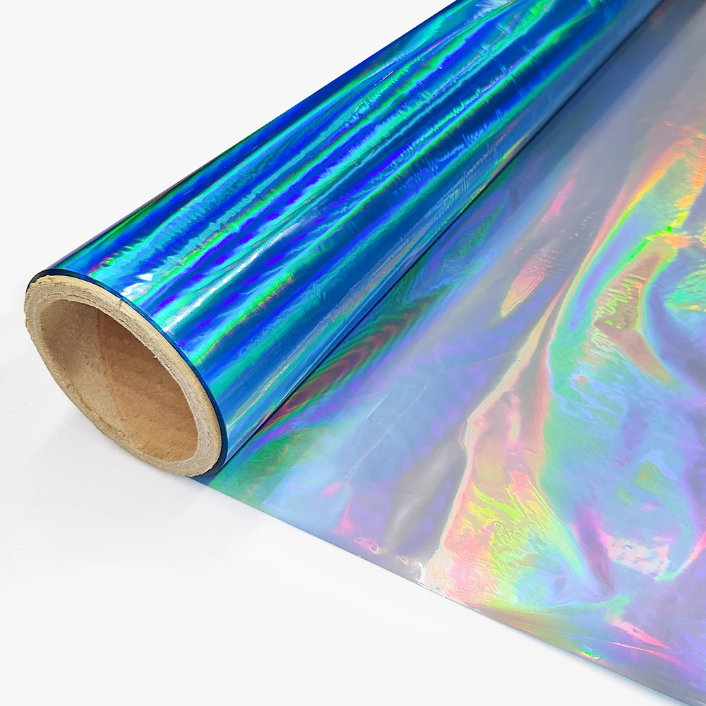 Xinjincheng PET Metallic Multi-colored Rainbow Holographic Overlay Heat Transfer Foil For Leather