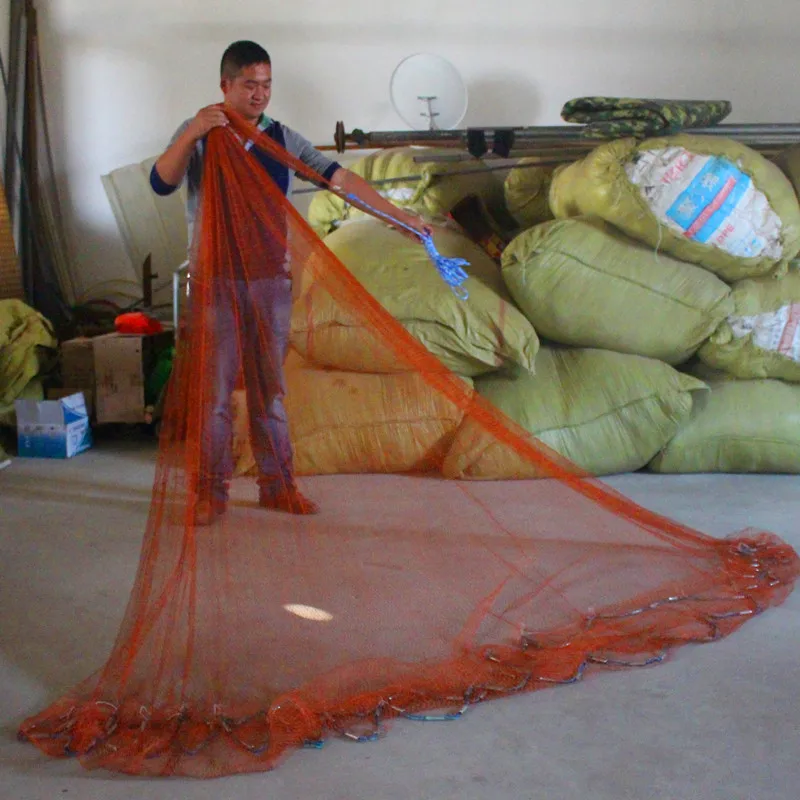 Japanese Style Bottom pocket cast net hand cast net Lead chian fishing net