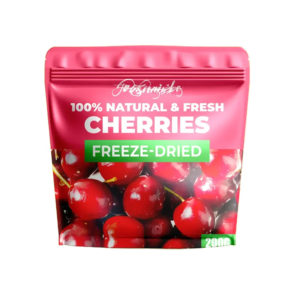 Custom Degradable Glossy Printed Freeze-Dried Fruit cherries Nuts 28g 100g Food Stand Up Pouch With Zipper