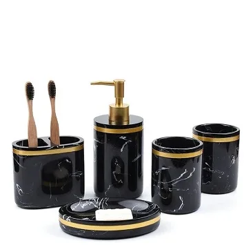 Resin Bathroom Set of 5 Bathroom set modern style toothbrush holder soap dispenser soap box in  resin  custom bathroom set ba
