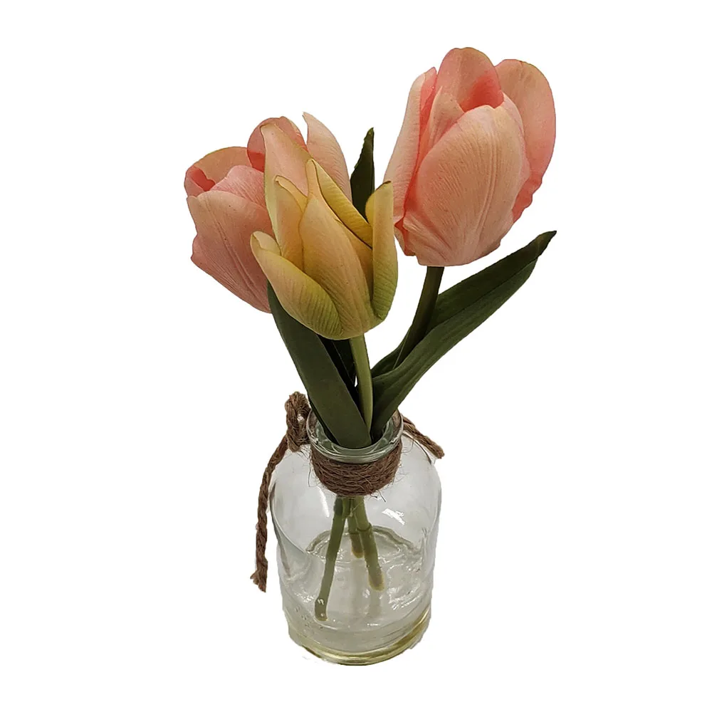 Luxury Royal Flowers Latex Tulip Fake Water Potted For Table Decorations Artificial Real Touch Tulip Flower