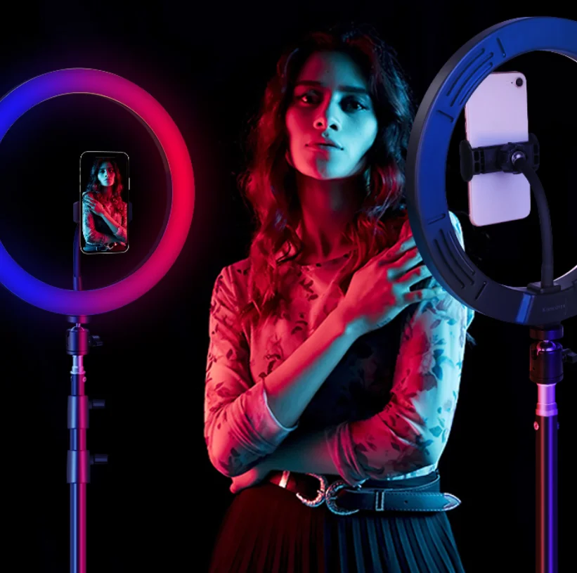  Biumart светодиодный кольцевой светильник Amazon горячая распродажа красота макияж RGB освещение для