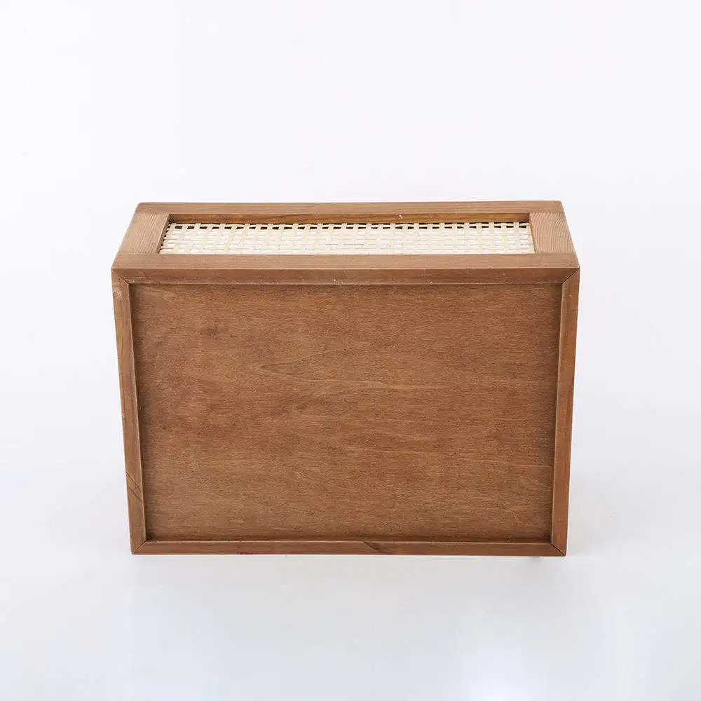 Office Supplies Wooden Desks Baskets Rectangular Rattan Woven Storage Basket Bamboo Storage Boxes