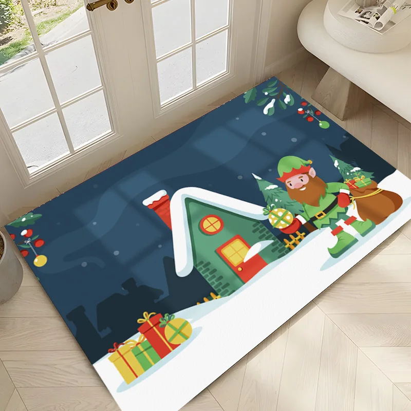 Factory  Welcome  merry Christmas themed  washable  anti slip Rubber  Floor Door Mats for  Home Entrance Mats